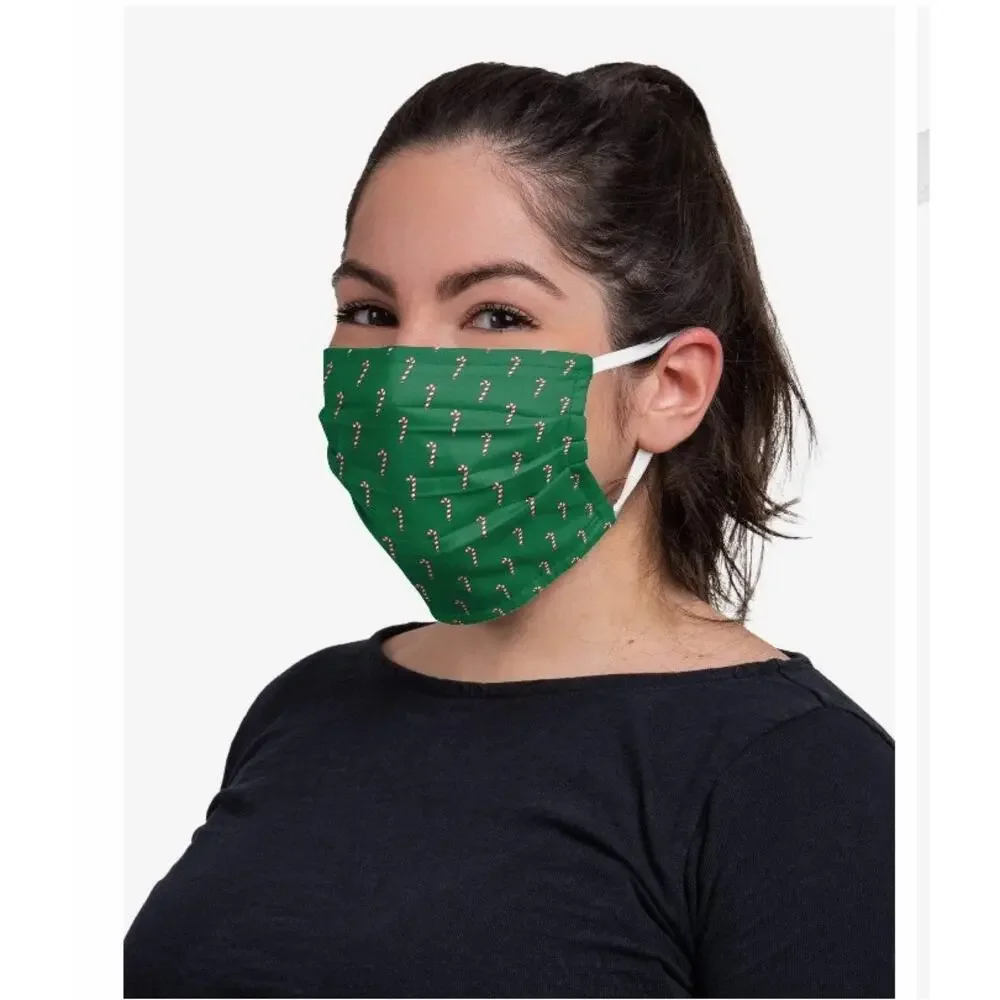 Holiday Christmas Santa Candy Cane Checkered Pleated Face Cover Mask SET (4) NWT